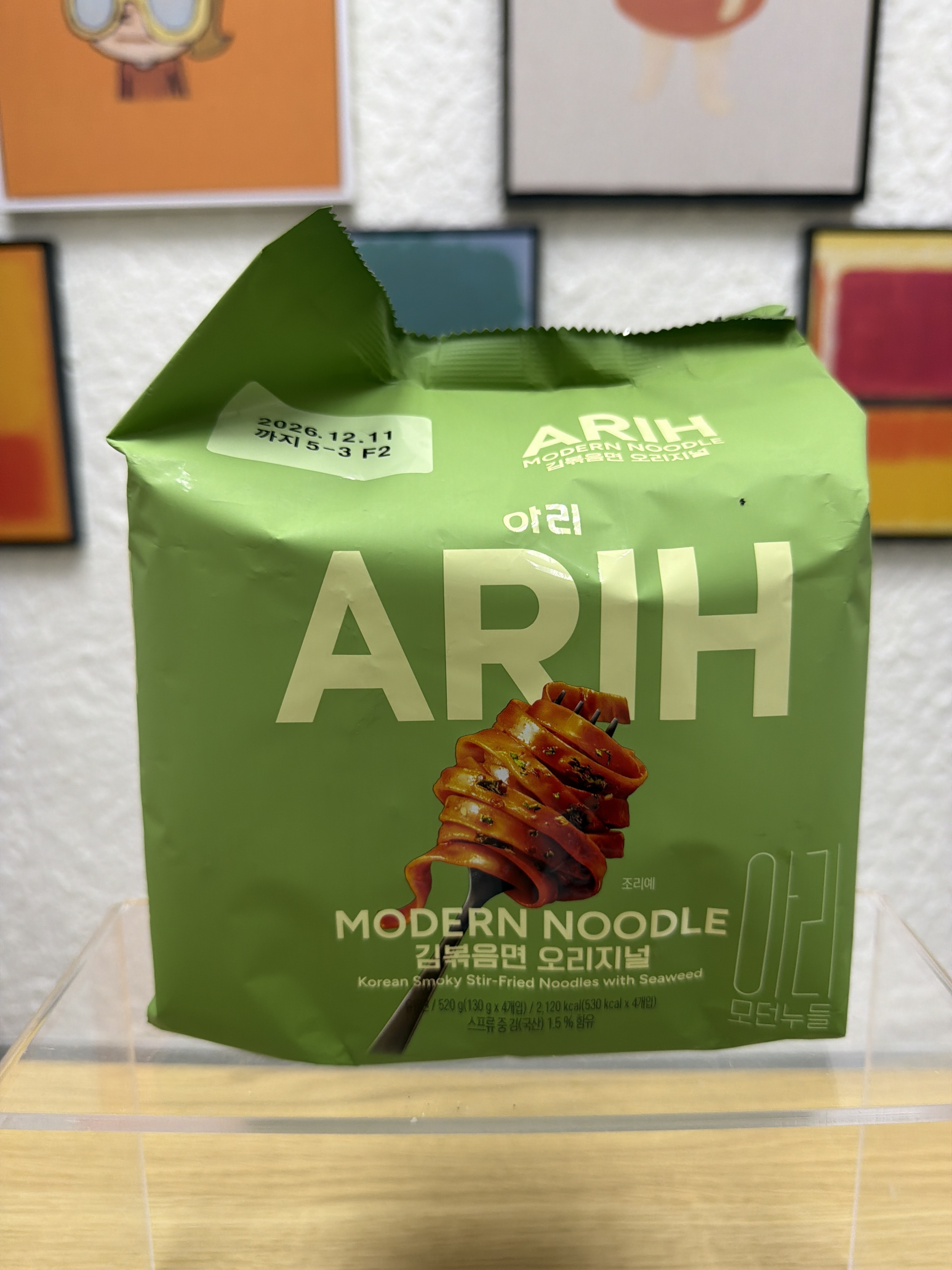 UX39 BTS x ARIH MODERN NOODLE 現代寬扁麵 (140gX4個)  -原味紫菜炒麵味  **到期日: 約2026/11