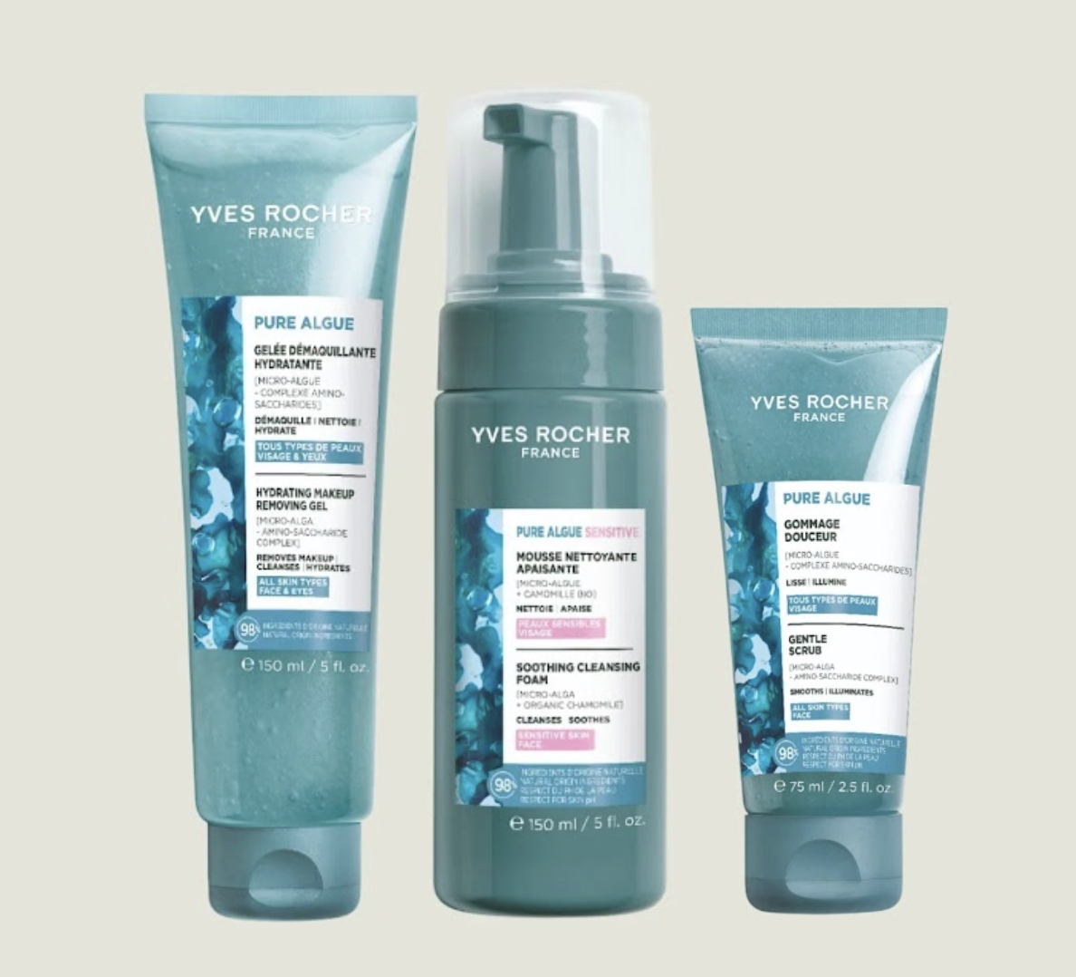 0806YR29-YVRO-YR-微海藻日常護理套裝「3合1潔面啫喱150ml、潔面泡沫150ml、潔面磨砂霜75ml(各1支)」[送旅行裝3件套 價值$193]（A29）
