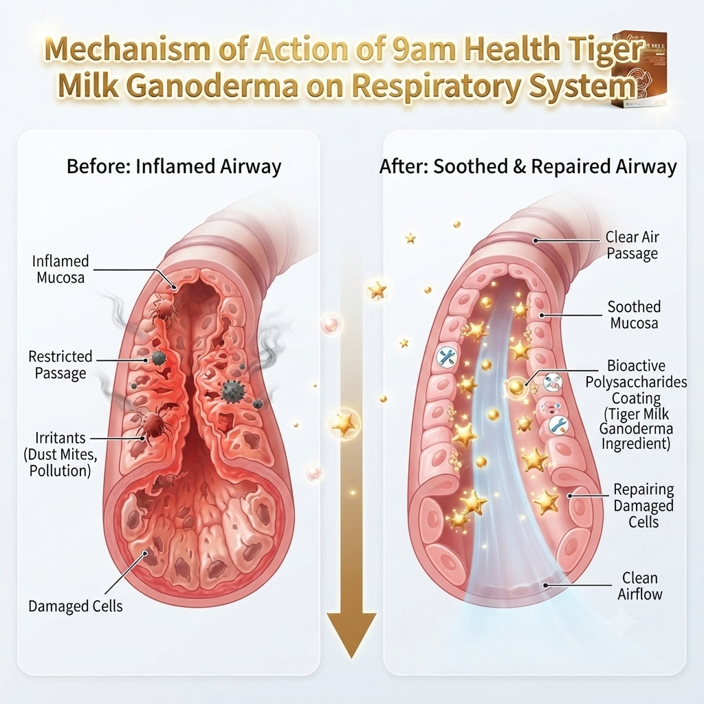 Mechanism of Action of 9am Health Tiger Milk Ganoderma on Respiratory System
