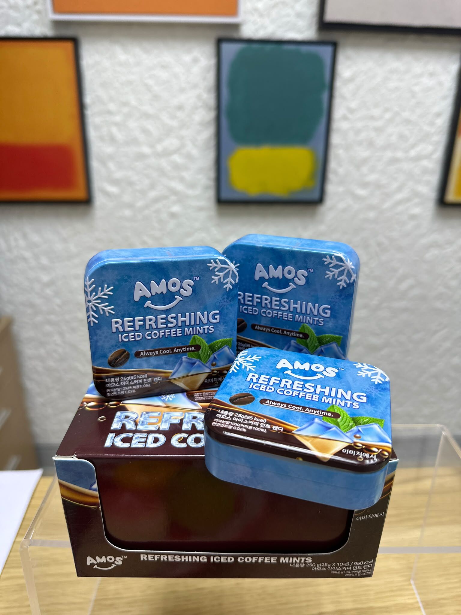 UX34 韓國AMOS新款 無糖美式 咖啡  薄荷糖 25gX3盒