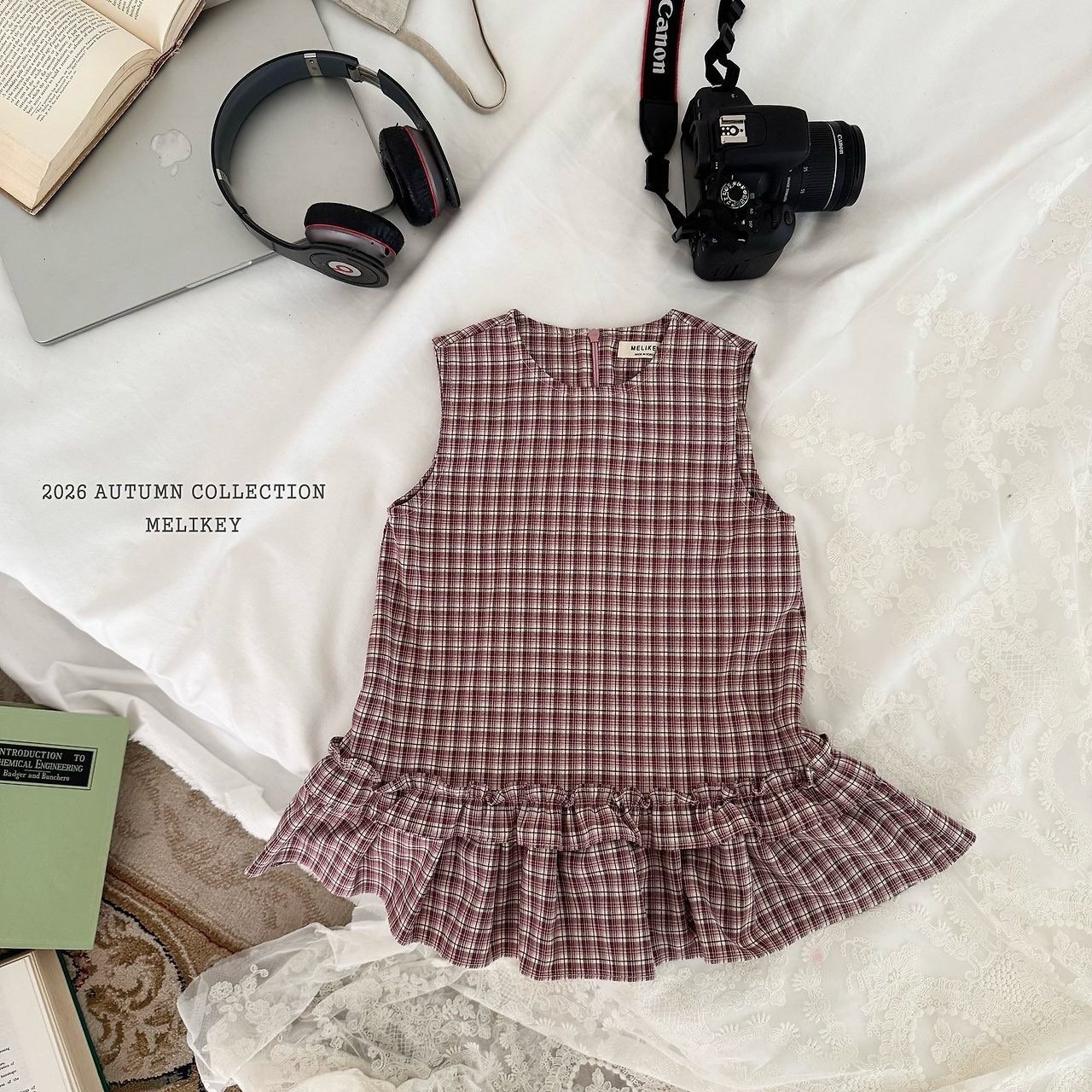 MELIKEY Check Frill One-piece