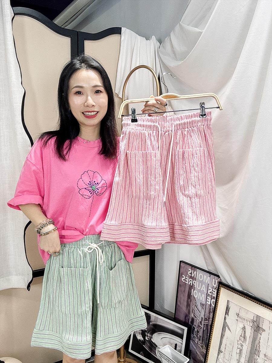 【滄海遺珠清貨】混色直紋pattern 短 （有袋）【不設退換】