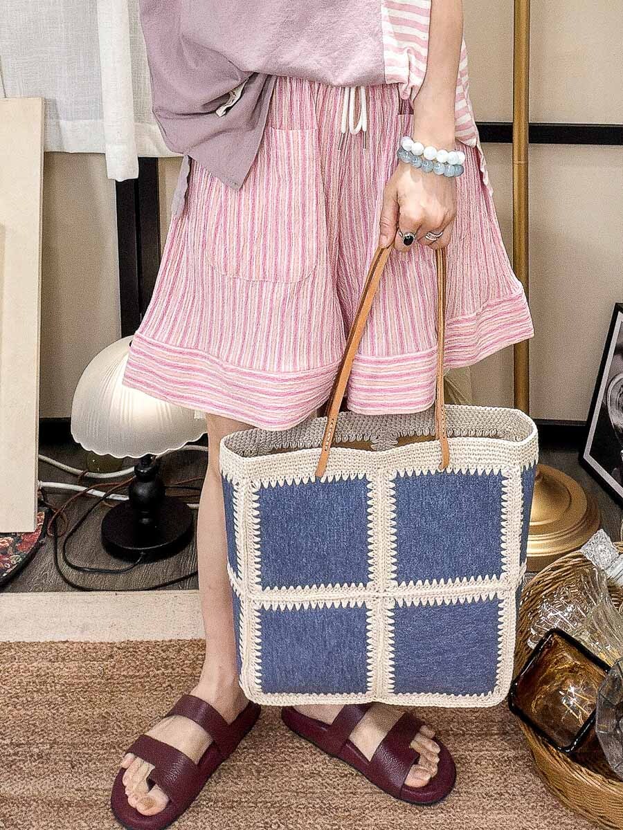 【滄海遺珠清貨】混色直紋pattern 短 （有袋）【不設退換】