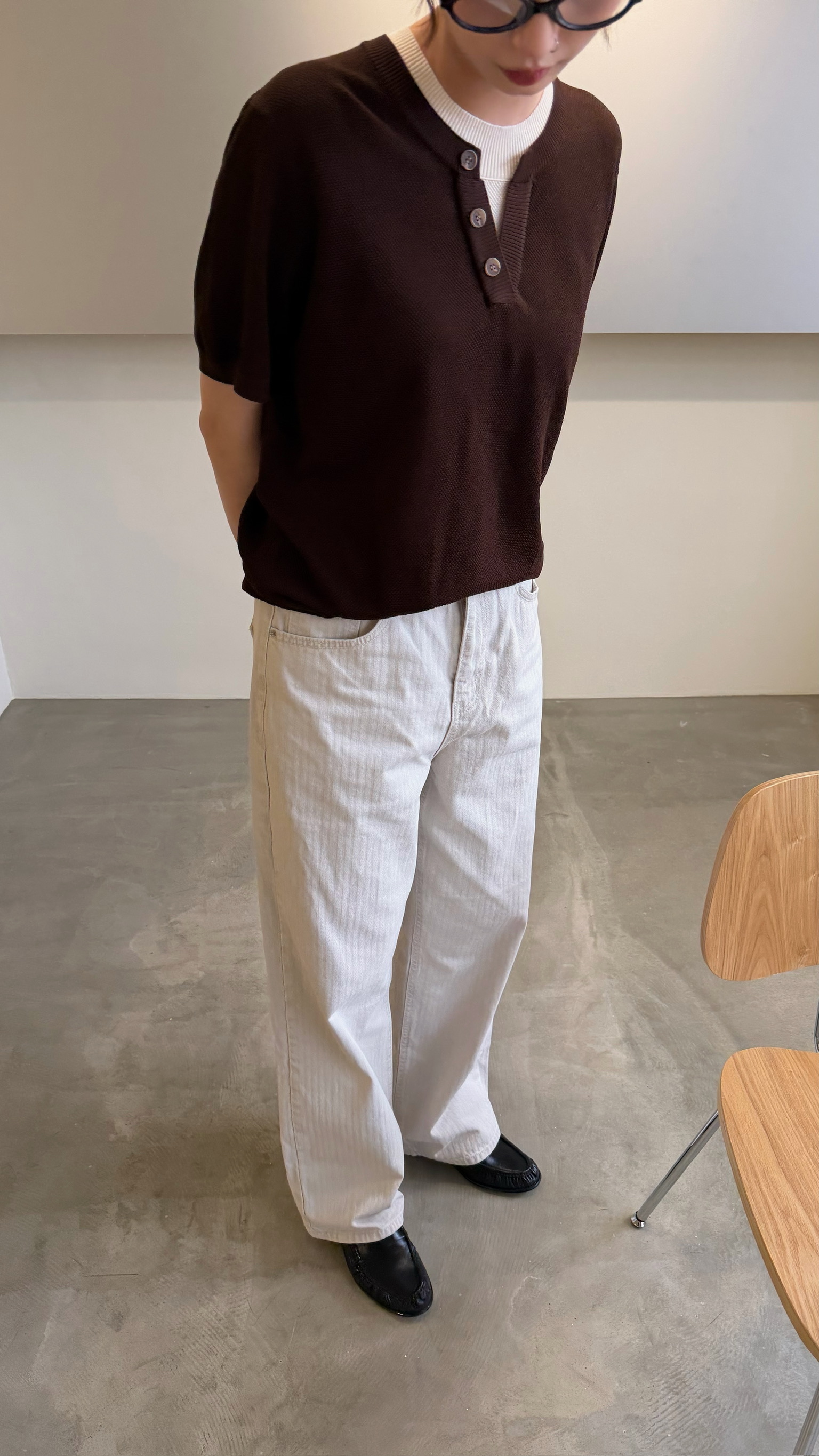 低調直紋丹寧褲
