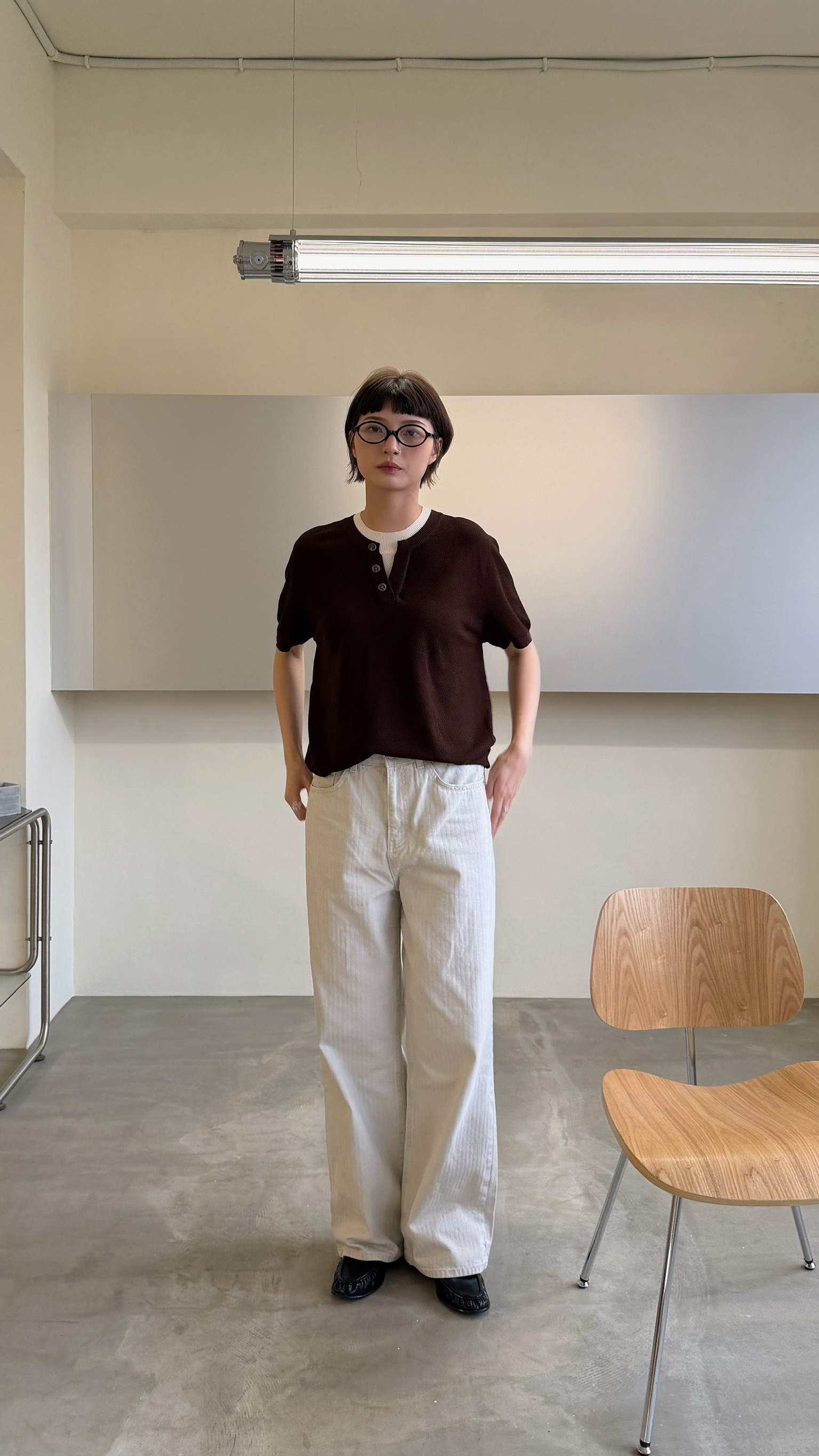 低調直紋丹寧褲