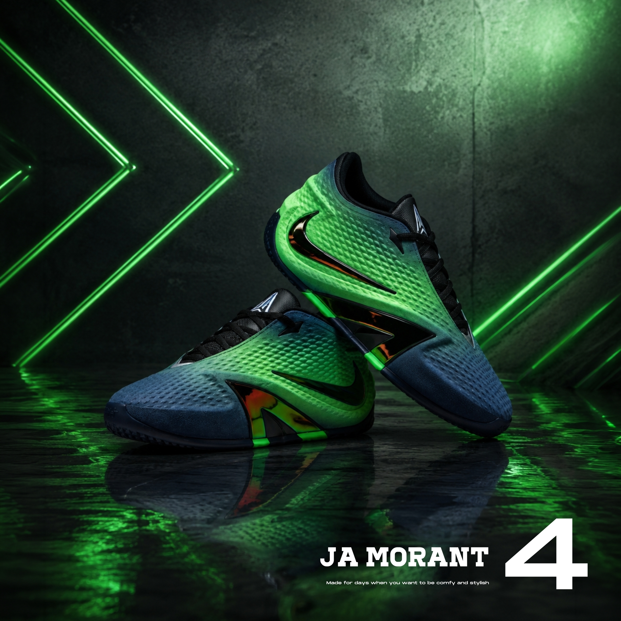 NICEDAY 代購 Nike Ja Morant 4 綠黑 螢光 深藍 綠 莫蘭特 實戰 籃球鞋 IM4135-405
