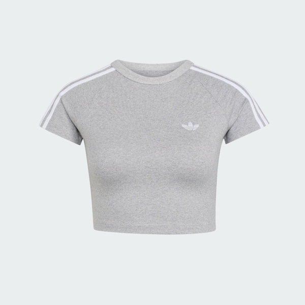 Adidas 愛迪達 Sst Baby Tee KS4705 女 T恤 運動上衣 休閒短袖 灰 短版 緊身
