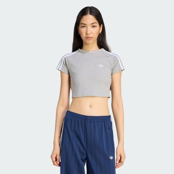 Adidas 愛迪達 Sst Baby Tee KS4705 女 T恤 運動上衣 休閒短袖 灰 短版 緊身