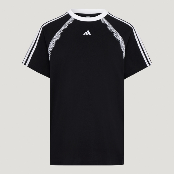 Adidas 愛迪達 Dce Bf Ss Tee LD8216 女 T恤 運動上衣 休閒短袖 純棉 蕾絲 黑