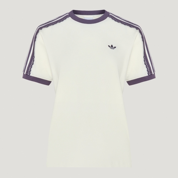 Adidas 愛迪達 Cali Tee W LF2332 女 T恤 運動上衣 休閒短袖 蕾絲 經典 米白