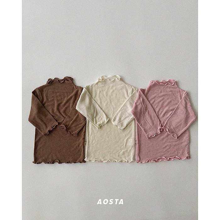 正韓秋AOSTA 三色經典捲邊木耳上衣