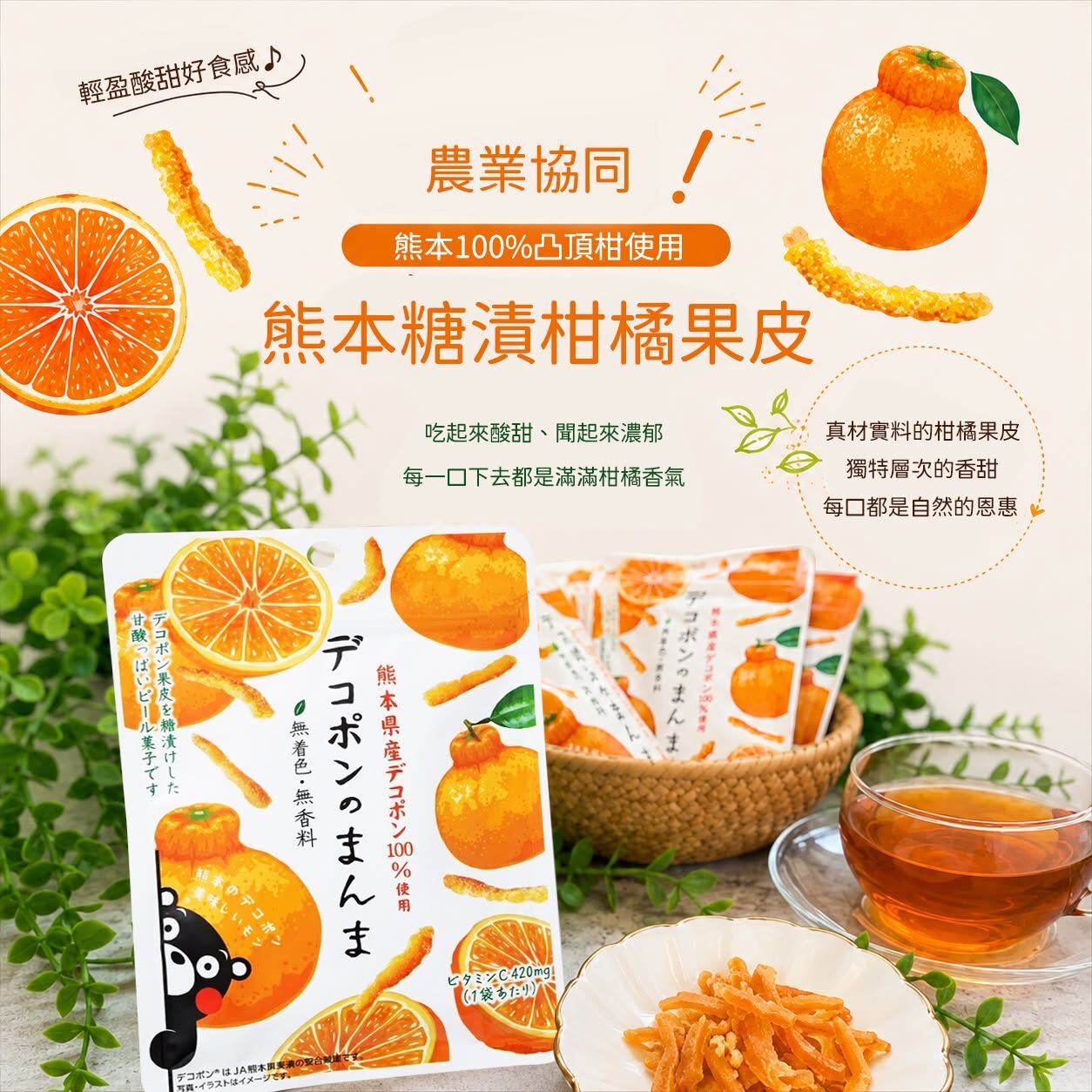 日本 農業協同 熊本糖漬柑橘果皮 30g 100%凸頂柑不知火甘甜酸甜果乾隨身點心