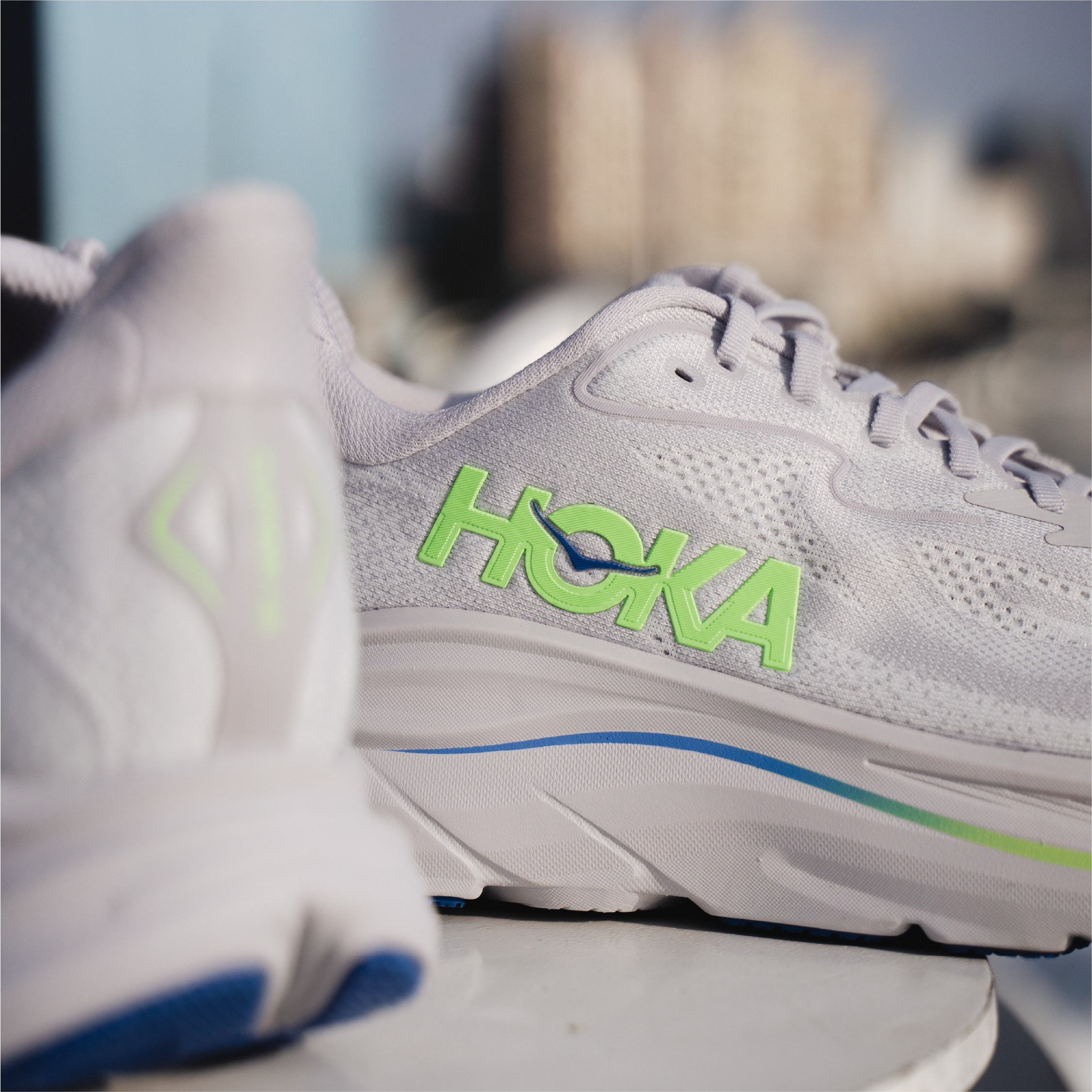 Hoka Clifton 10 Wide 1162032-AYNN 男 慢跑鞋 寬楦 跑鞋 路跑 灰 螢光綠
