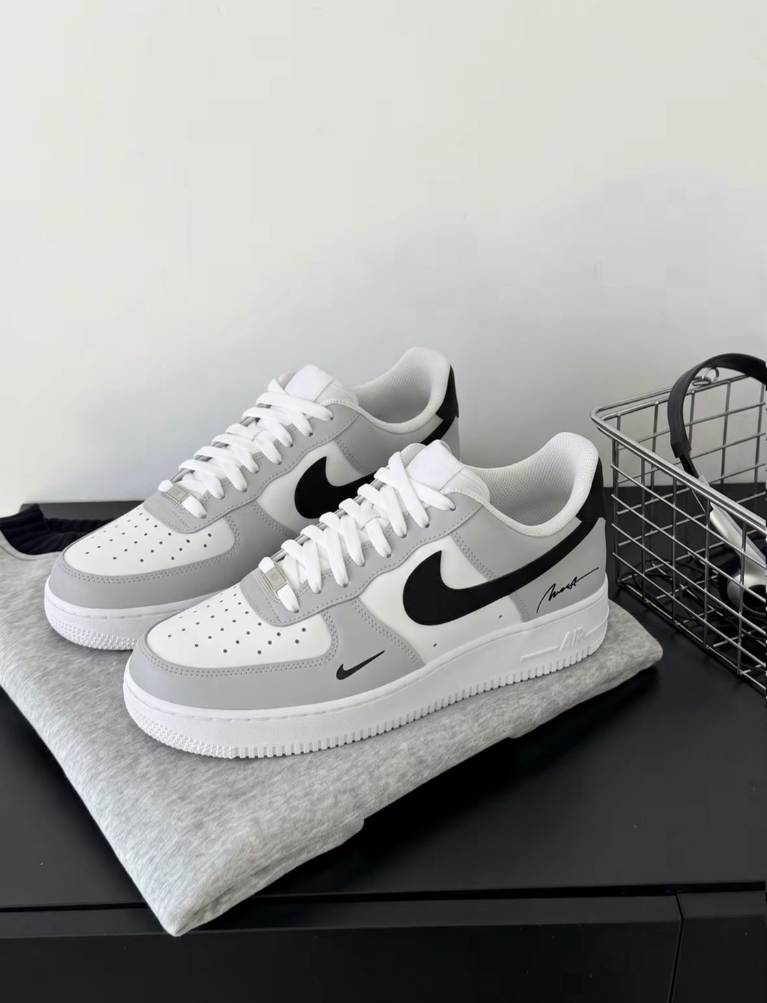 【預購】Nike Air Force 1 煙灰 霧灰黑勾 男女鞋 訂製款