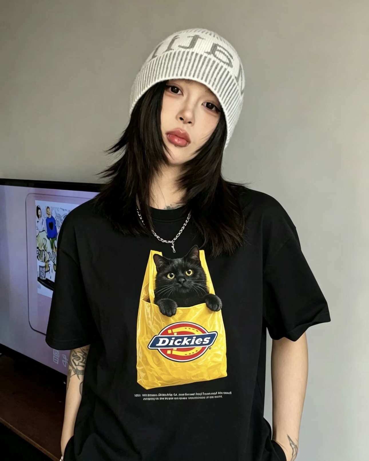 #預購 Dickies 美式重磅 購物袋貓咪印花 短踢 四色