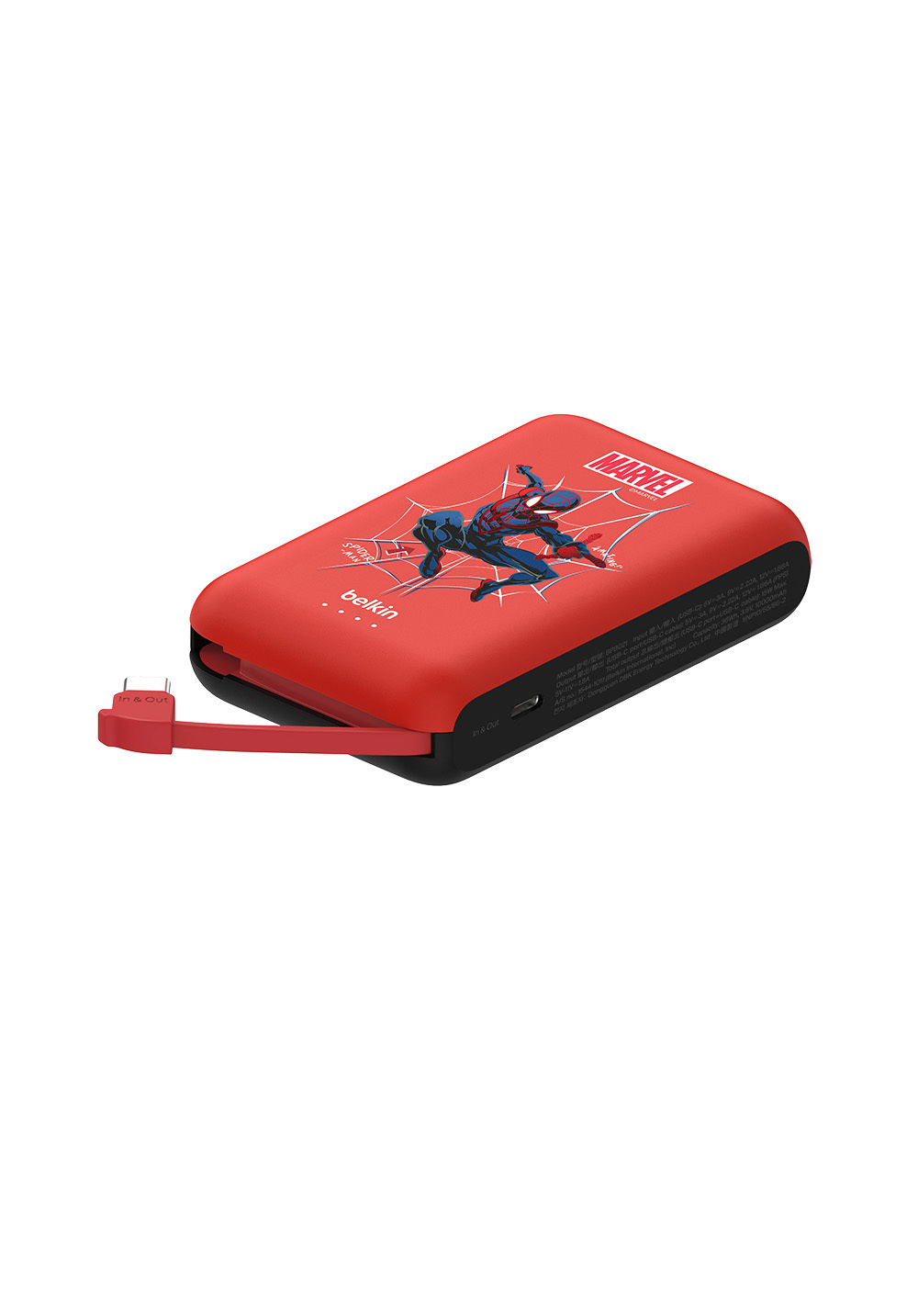 Belkin｜蜘蛛人-自帶USB-C線快充行動電源（10,000mAh）