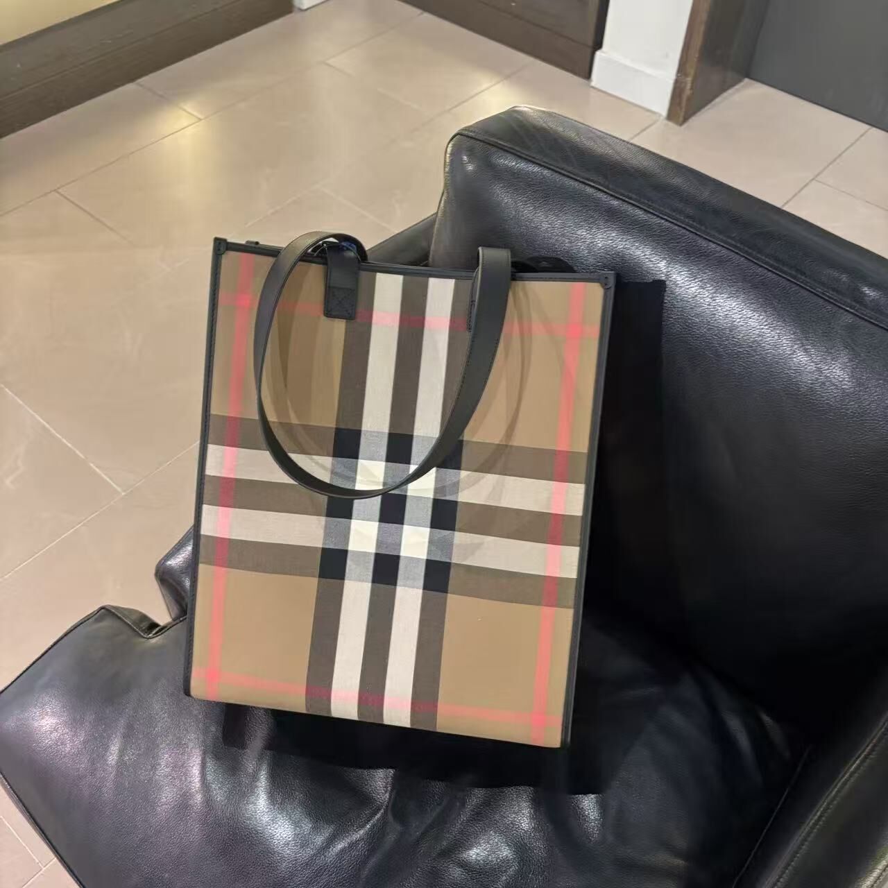 【預購】Burberry S0807205 大號格紋托特包