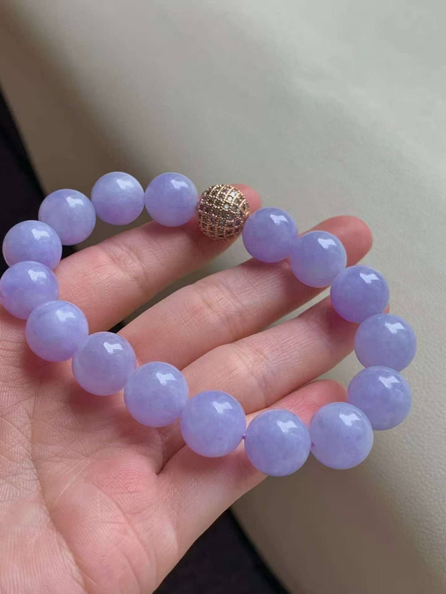 翡翠紫羅蘭珠子手串 (11.5-11.8mm直徑),天然翡翠A玉, 緬甸玉, Jade, Jadeite