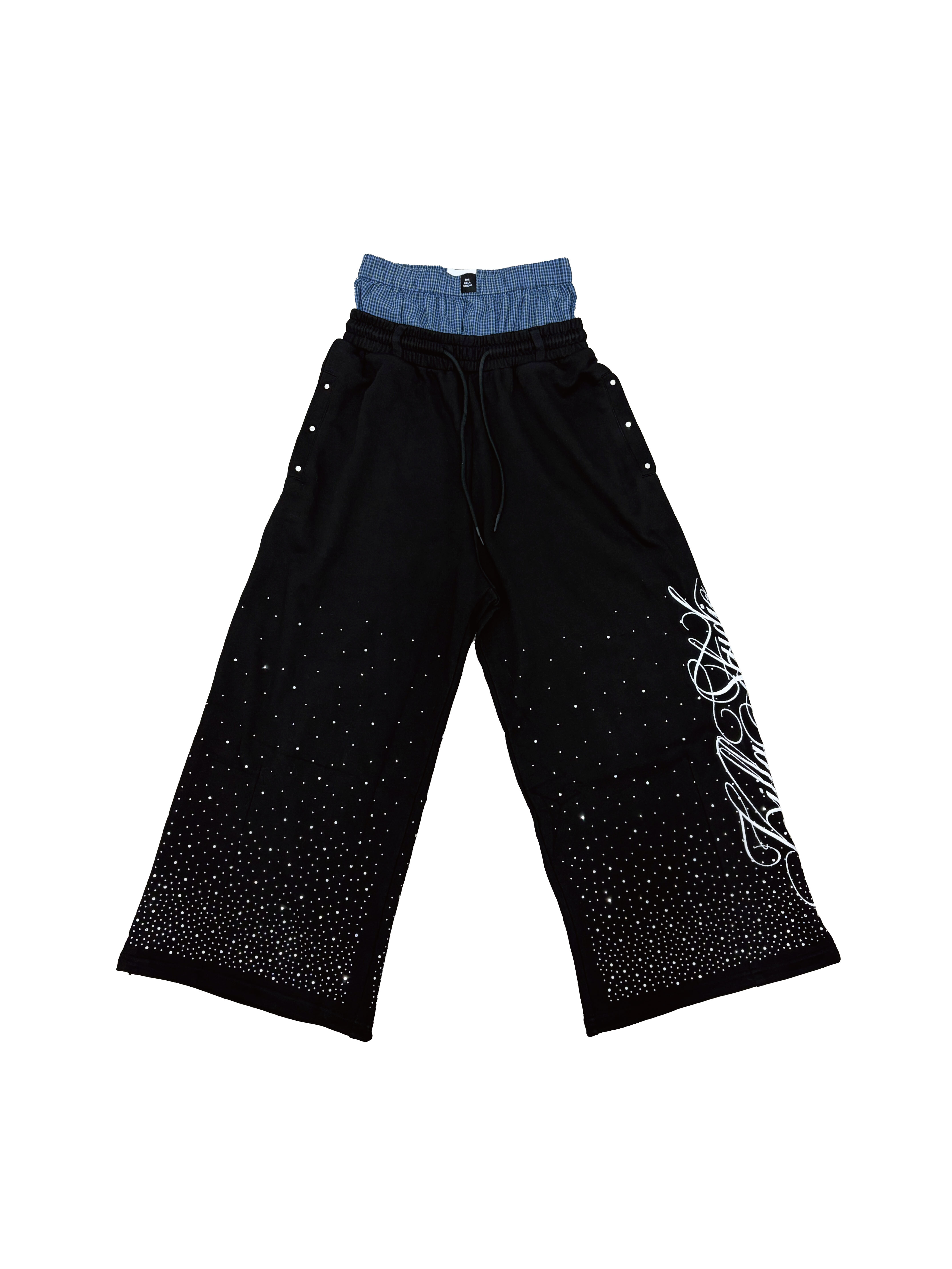 【車庫服飾】FASHION KILLASYSTEM CRYSTAL SAGGY COTTON PANTS