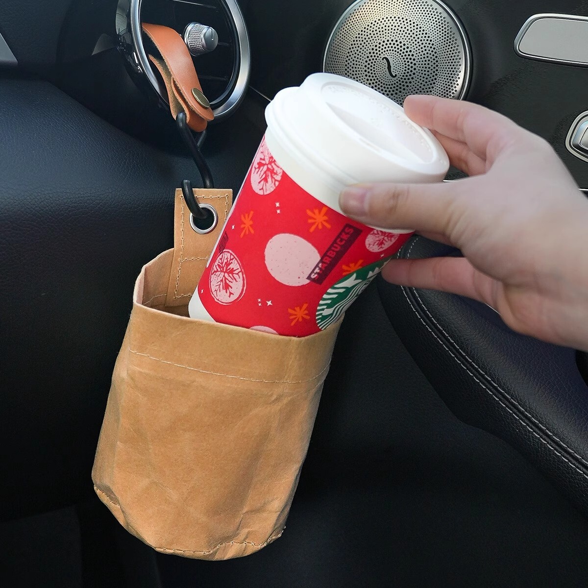 收納掛袋水杯飲料架牛皮紙桶