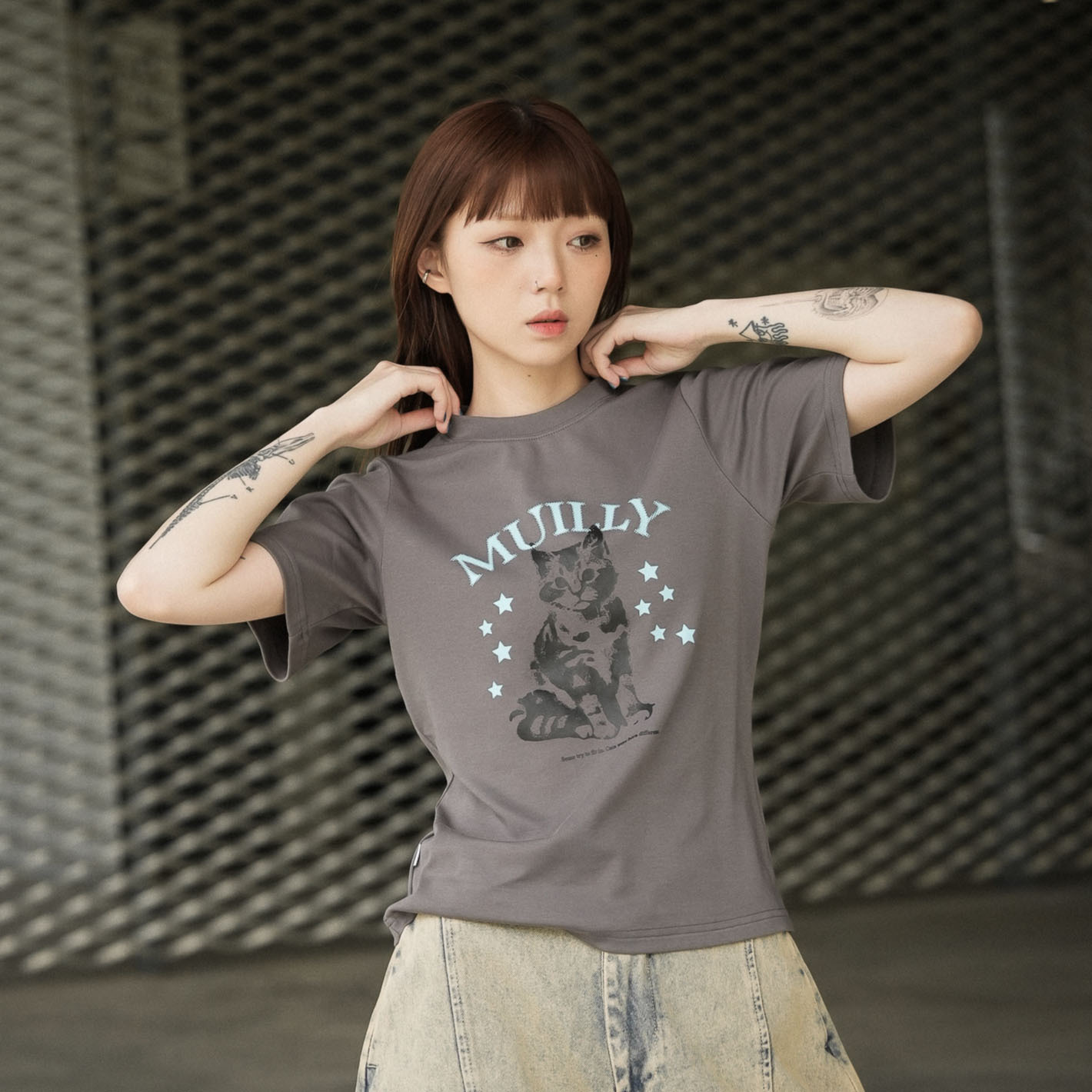 【車庫服飾】MUILLY 貓咪合身短TEE