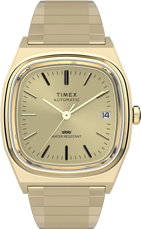 萬年鐘錶 - TIMEX 天美時   E-Line 復古方形伸縮錶帶機械錶 TW2Y07200 錶徑34MM