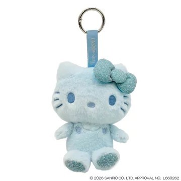 Sanrio Hello Kitty Fluffy Glitter Plush Keychain (Blue)