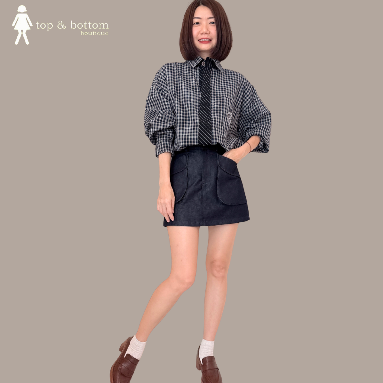 HIGH WAISTED SHORT POCKET SKIRT WITH INNER SHORTS & BELT