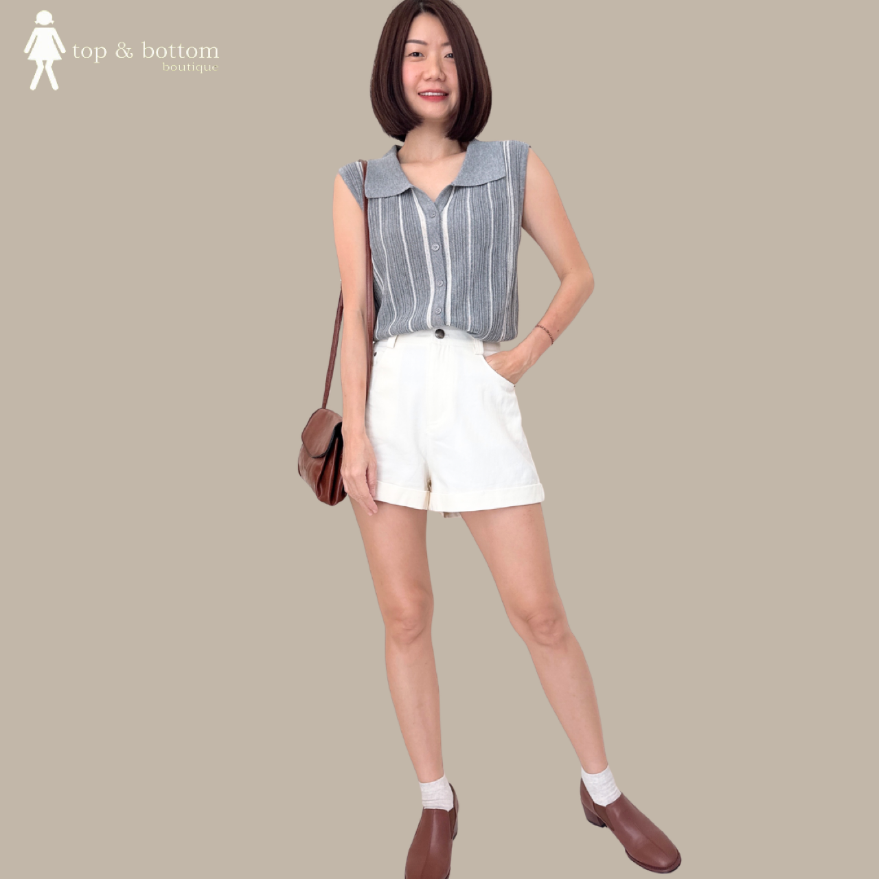 COTTON DENIM WIDE LEG SHORTS WITH BELT