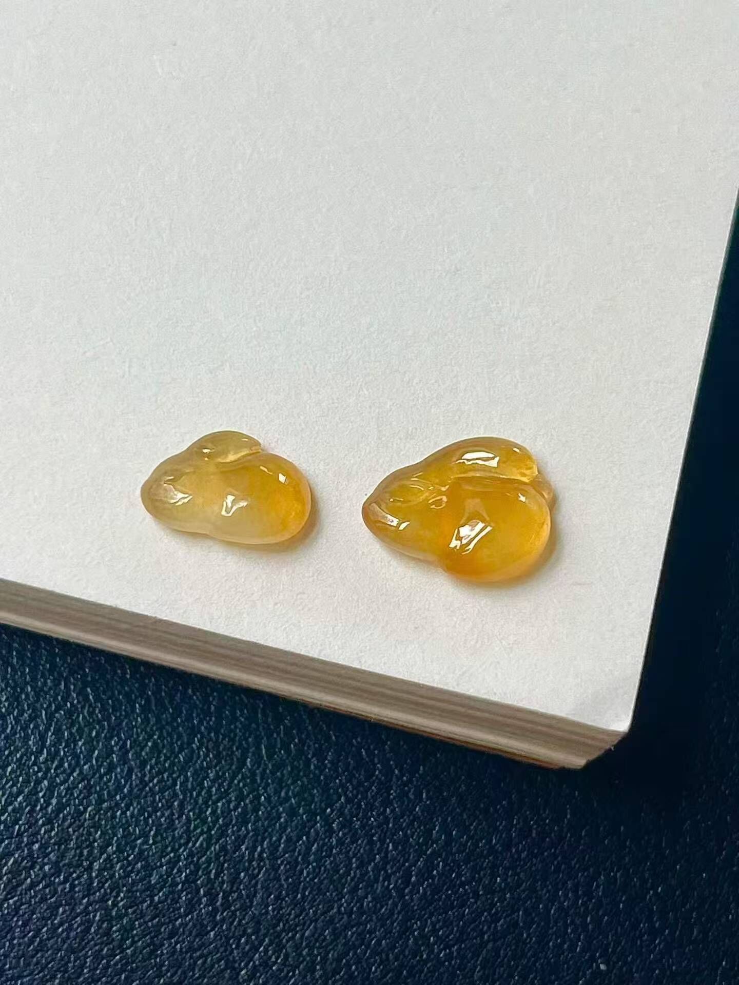 翡翠黃翡生肖兔一對,天然翡翠A玉, 緬甸玉, Jade, Jadeite