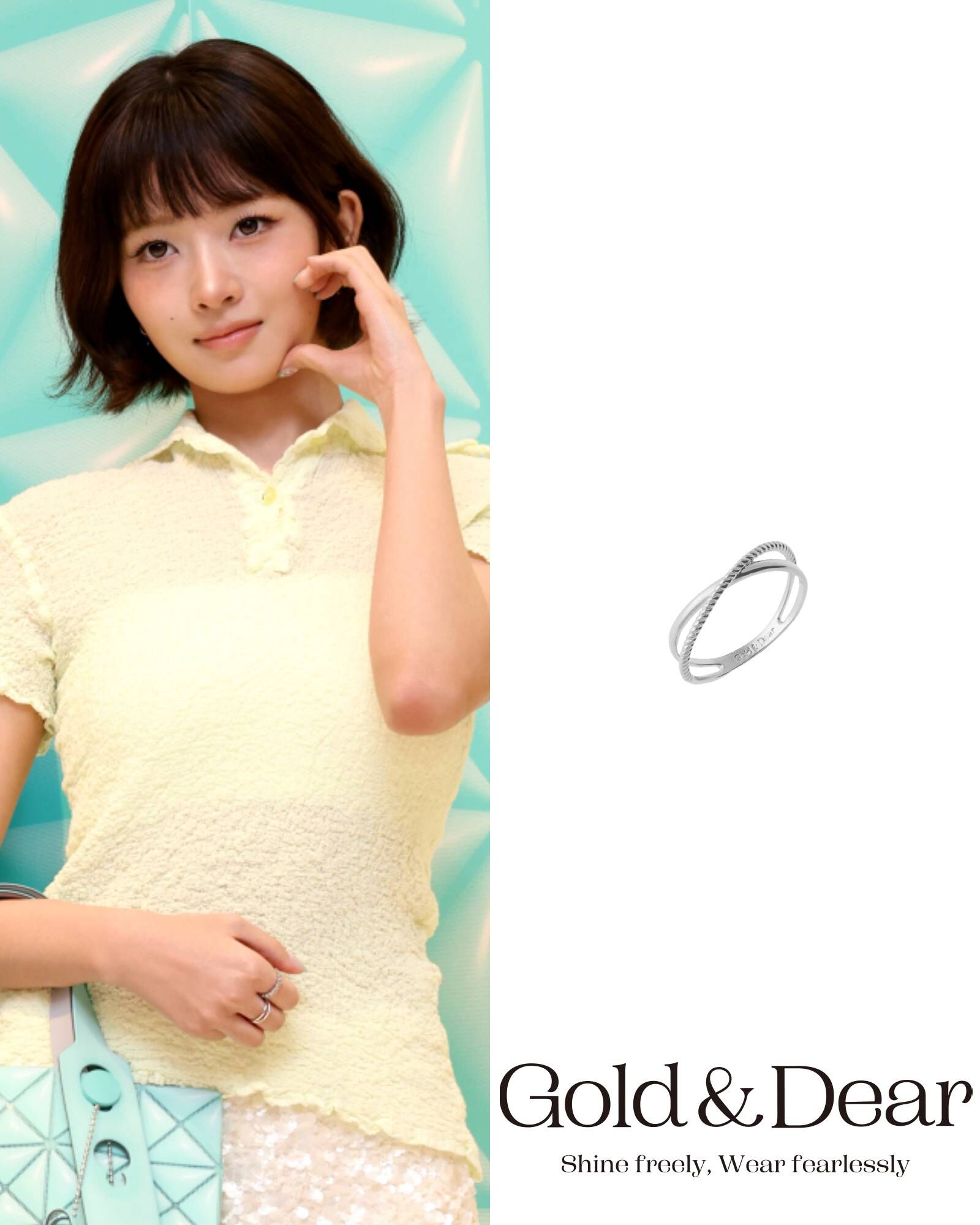GOLDNDEAR 14KGP Arte Twin Line Ring
