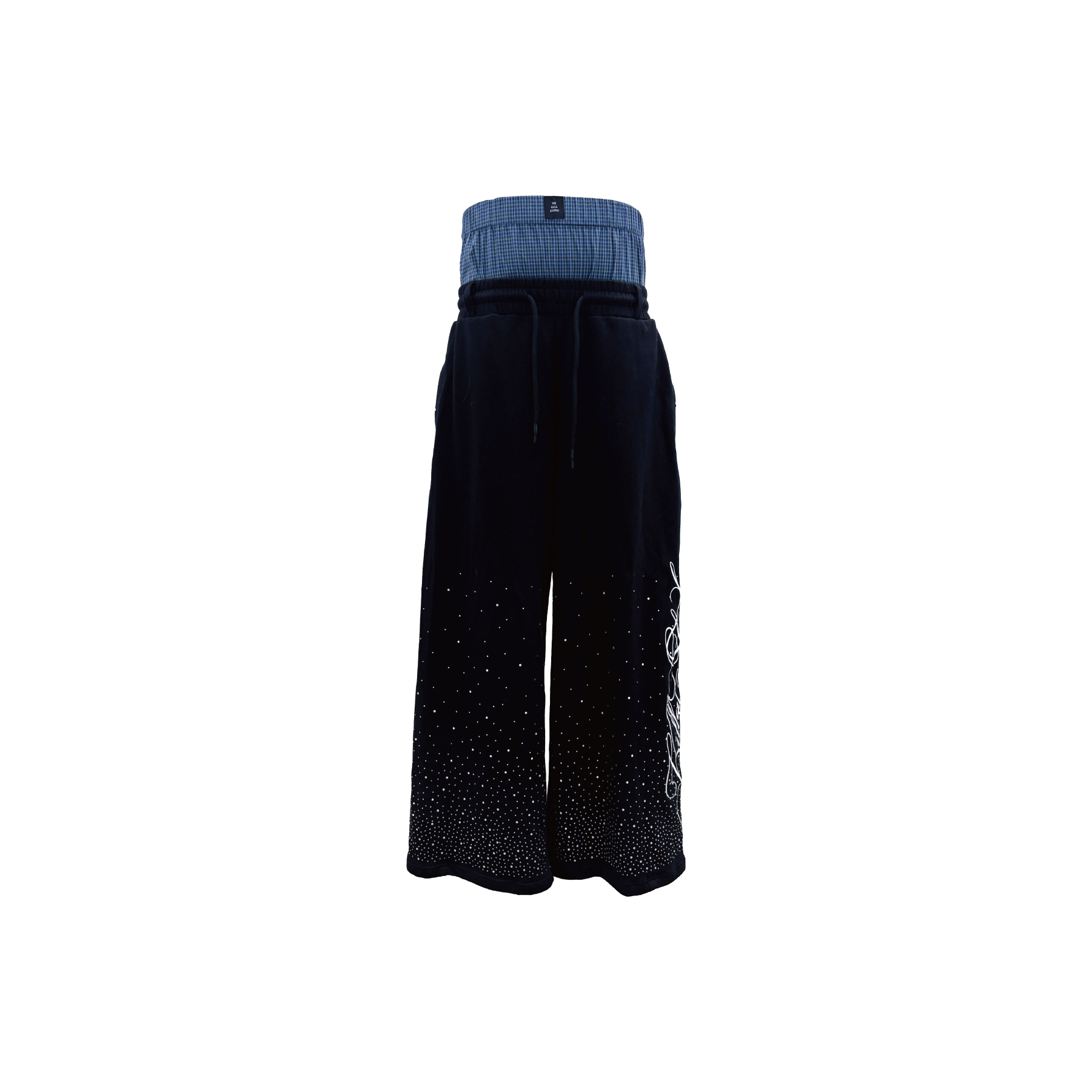 Fashion Killia CRYSTAL SAGGY COTTON PANTS 雙褲頭 水鑽 棉褲