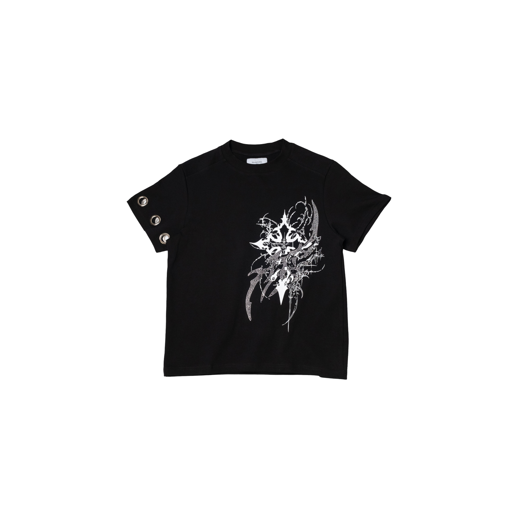 Fashion Killia TRIBAL EYELET TEE 水鑽 金屬 扣環 Tee