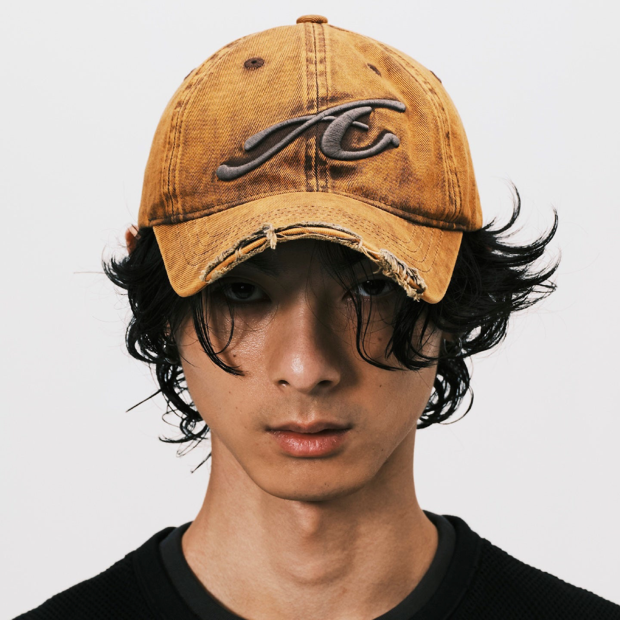 ANOWHEREMAN Raw Edge Baseball Cap - Orange