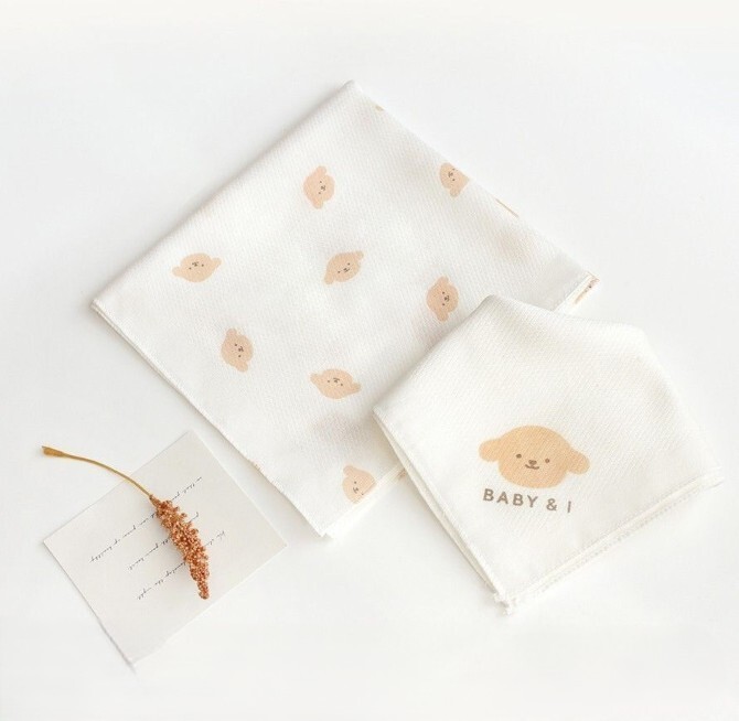 【BABY & I】Cotton Baby Gauze Handkerchief - 10pcs (35x35cm) - Puppy Pattern