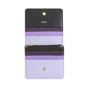 Women leather RFID wallet Flores 534-1726-49 Black Lavender