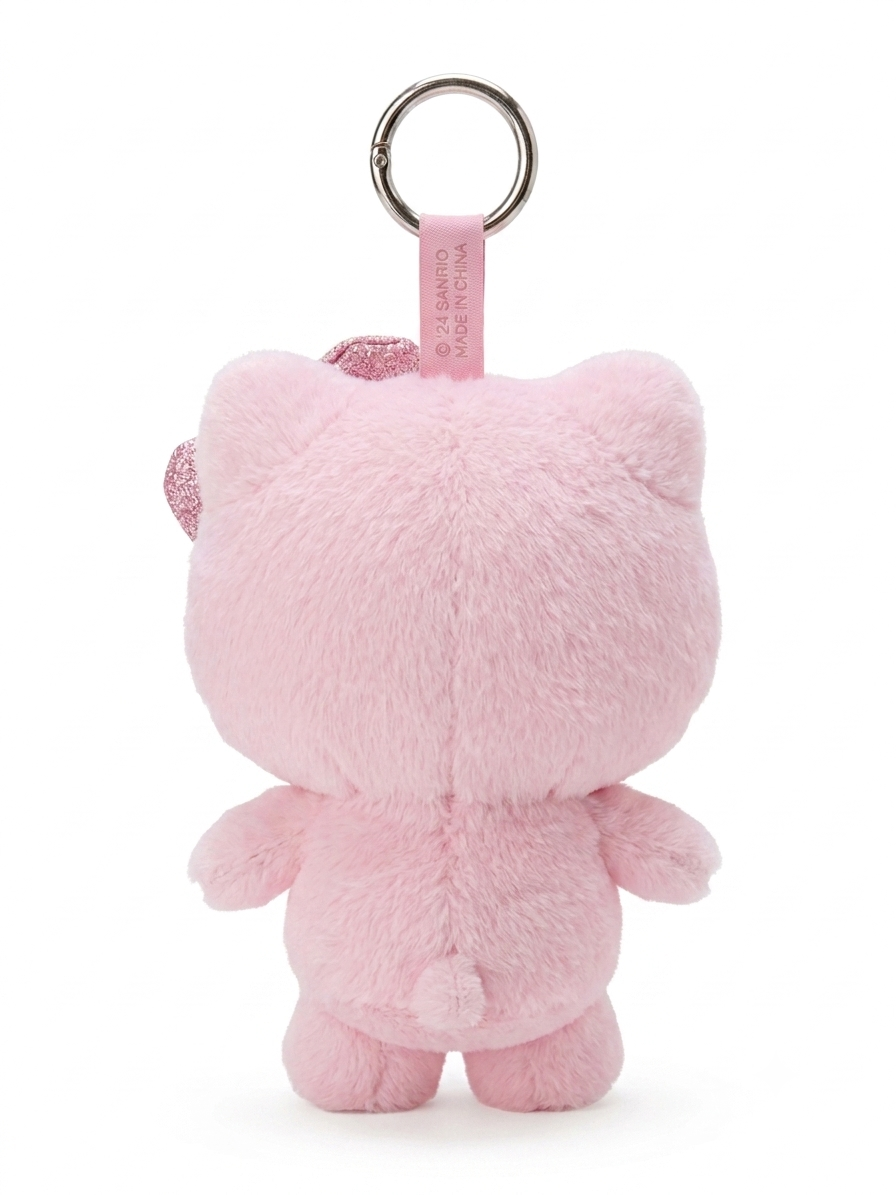 Sanrio Hello Kitty Fluffy Glitter Plush Keychain (Pink)