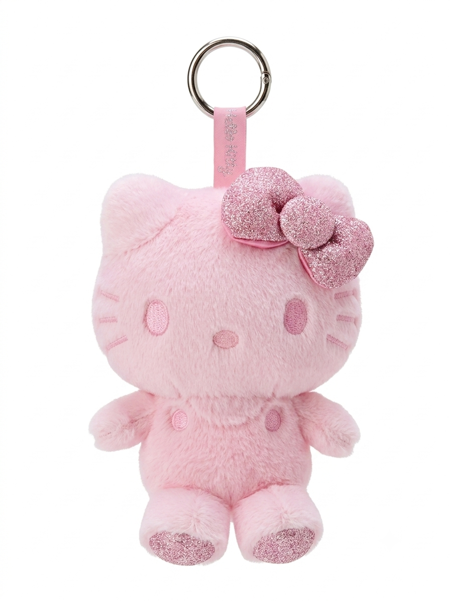 Sanrio Hello Kitty Fluffy Glitter Plush Keychain (Pink)