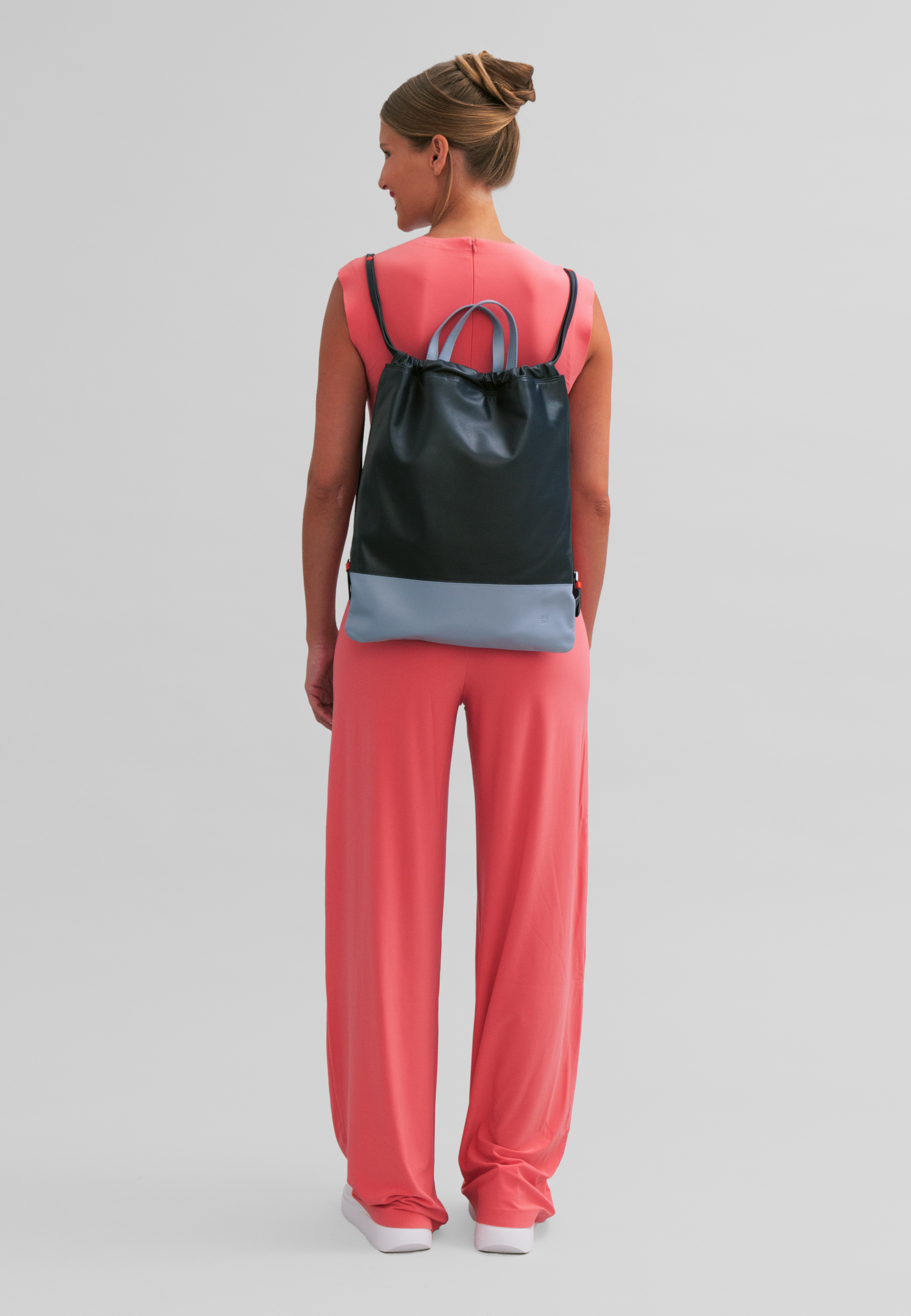 Women leather Drawstring backpack Linosa 534-1671-07 Navy
