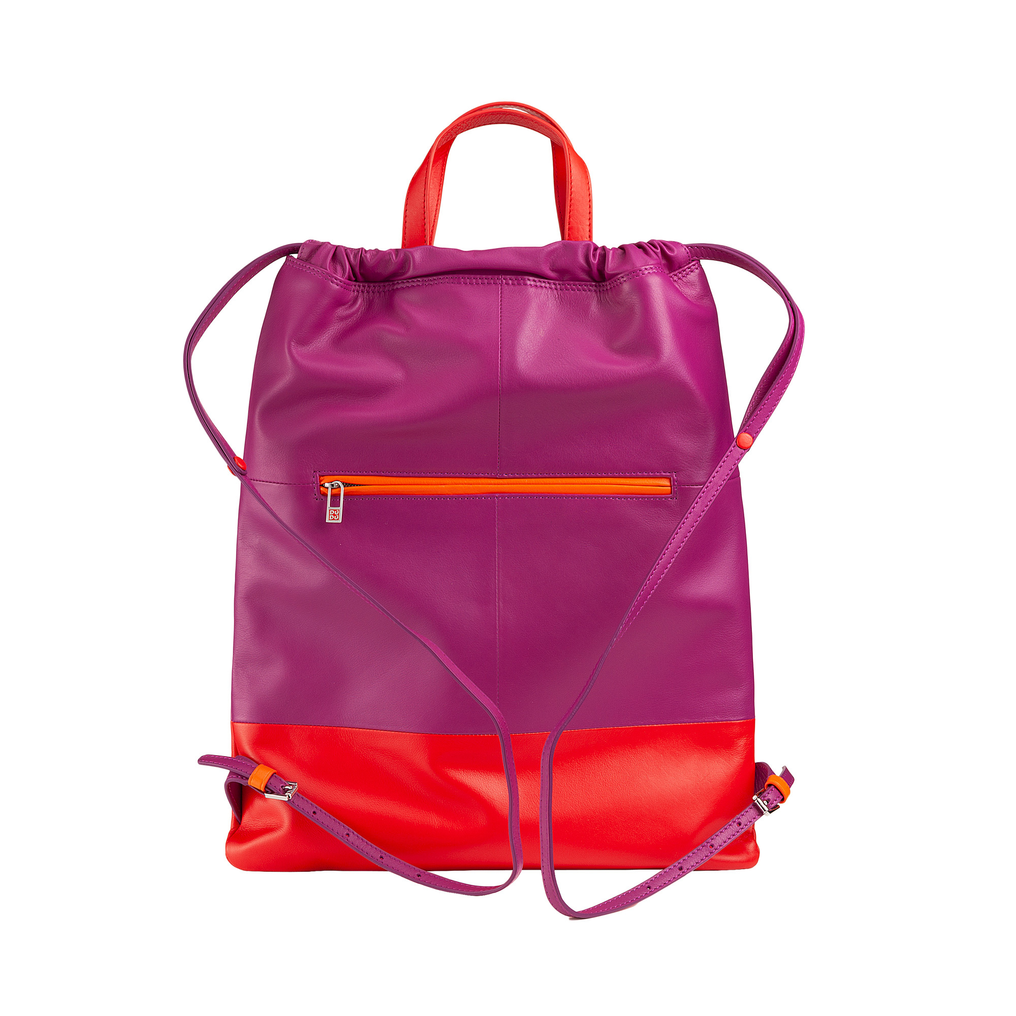 Women leather Drawstring backpack Linosa 534-1671-12 Fucsia