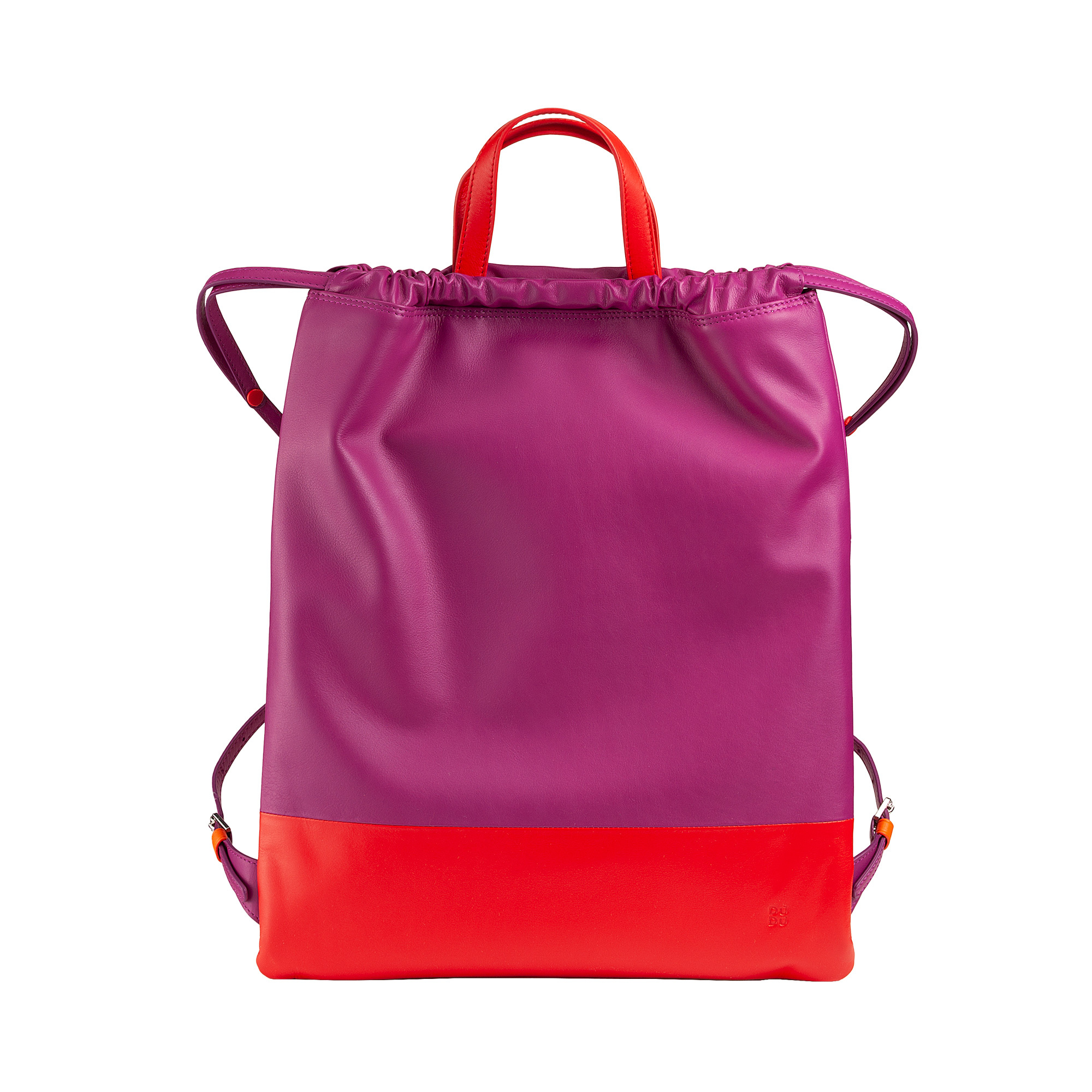 Women leather Drawstring backpack Linosa 534-1671-12 Fucsia