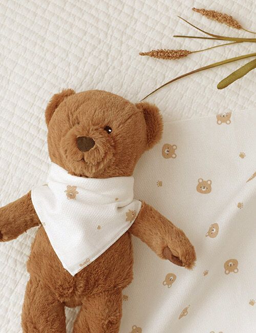 【BABY & I】Cotton Baby Gauze Handkerchief - 10pcs (35x35cm) - Bear Pattern