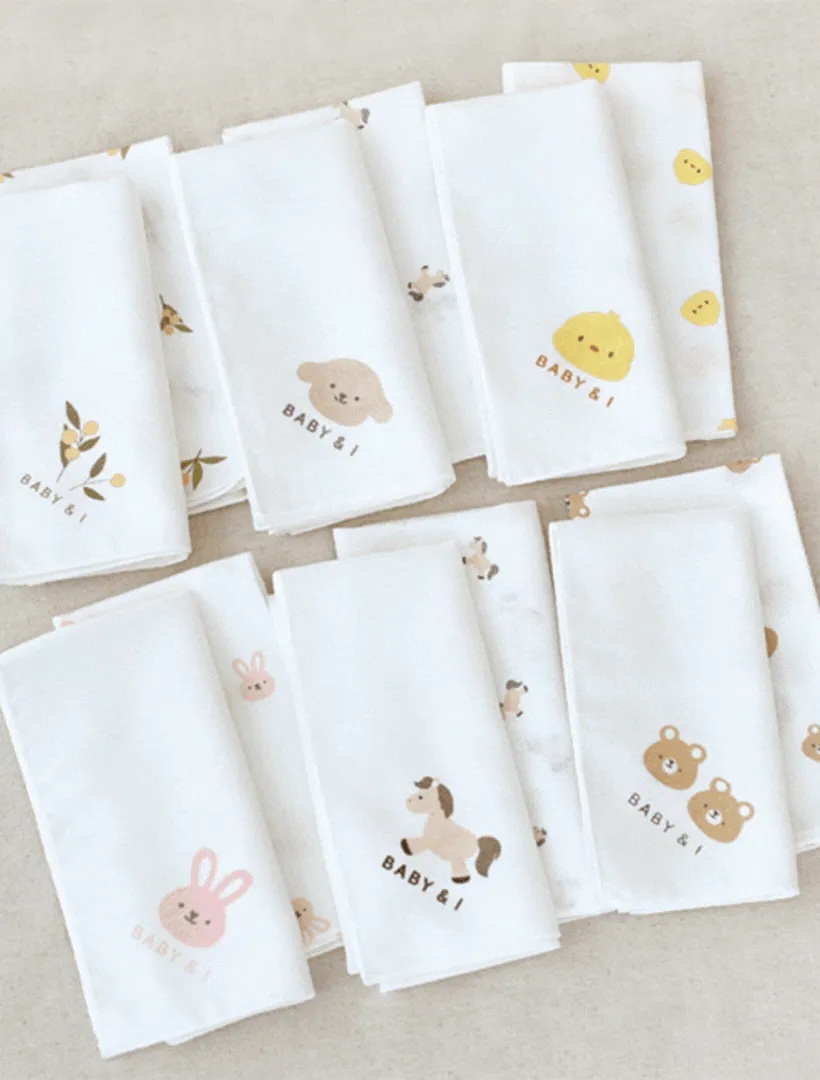 【BABY & I】Cotton Baby Gauze Handkerchief - 10pcs (35x35cm) - Bear Pattern