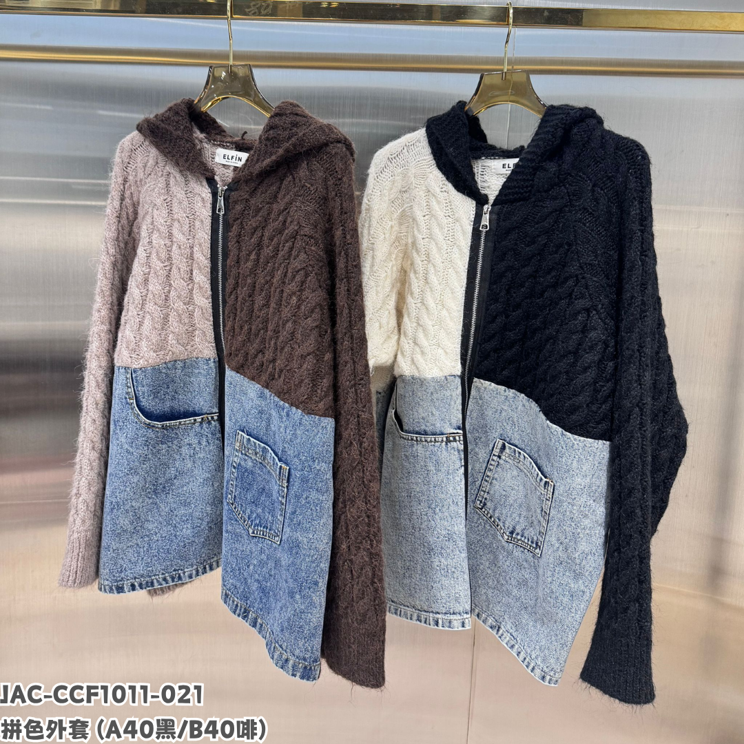HOT-CCG0810-089 拼色外套 黑 (A89)