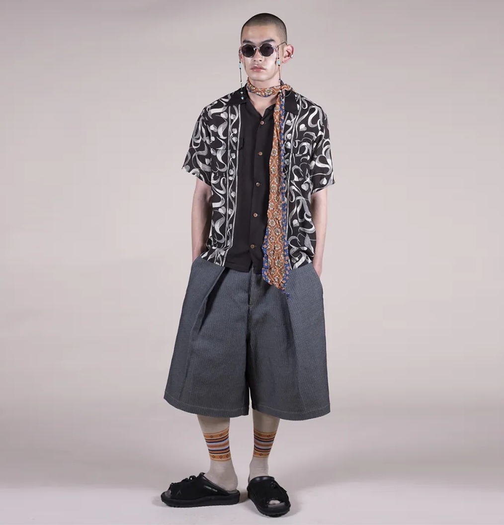 KAPITAL 2026 Silk rayon okra pattern short-sleeved open-collar shirt - PRE ORDER ITEM (預訂中)