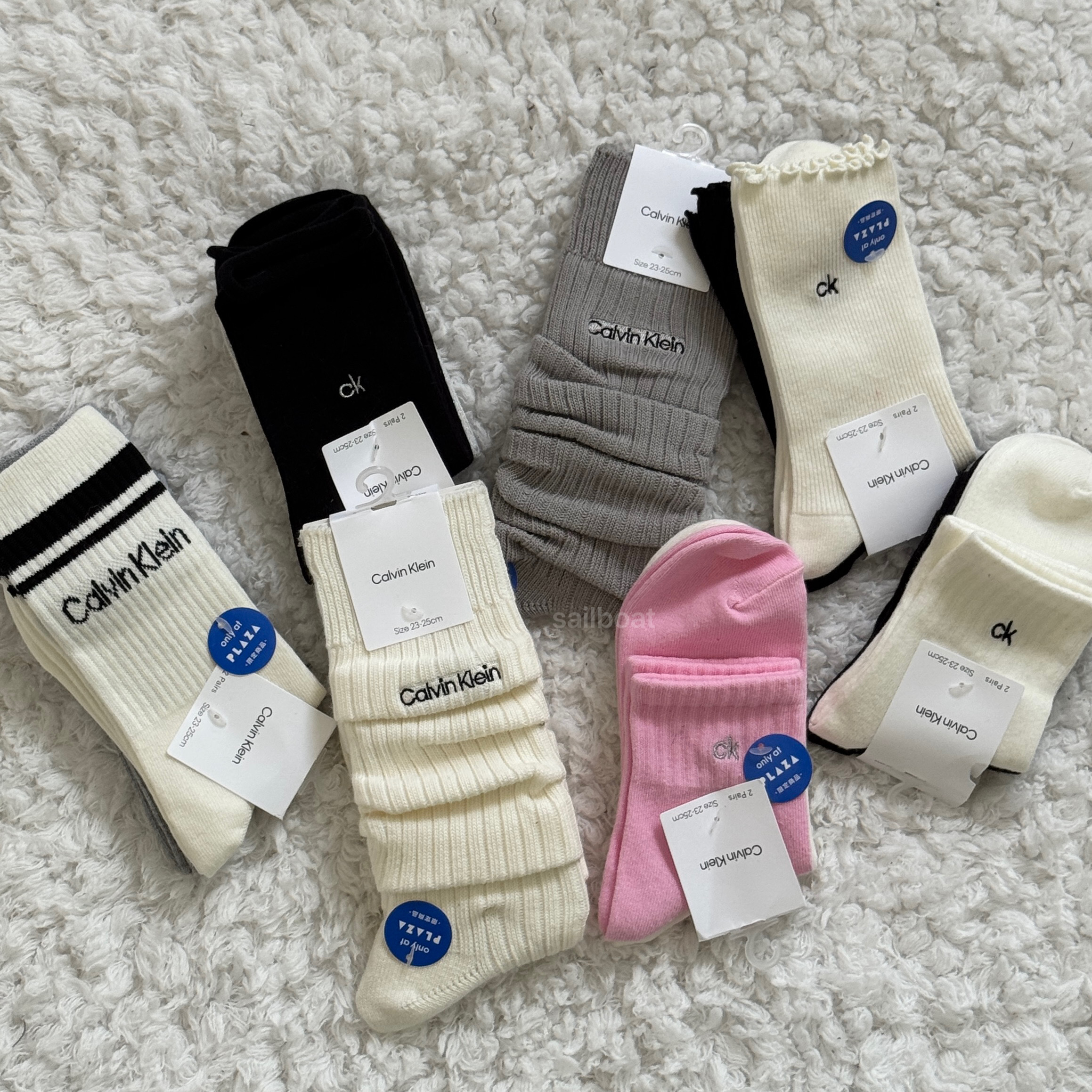 #現貨 🇯🇵日本 Calvin Klein 捲邊/刺繡Logo/荷葉邊 中筒襪 堆堆襪 襪子 兩雙組