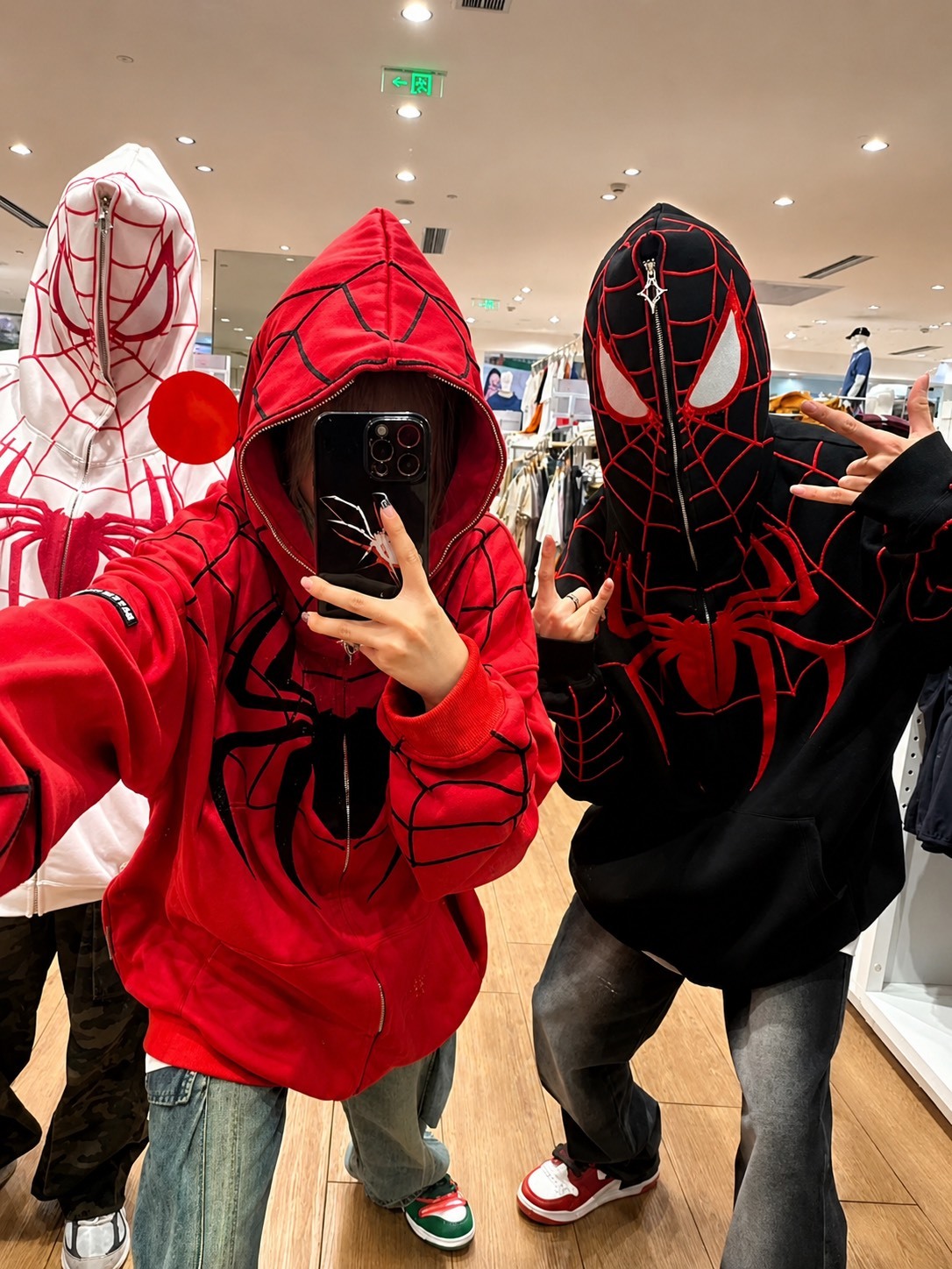 美式復古 HIPHOP 刺繡 蜘蛛人 連帽外套 三色