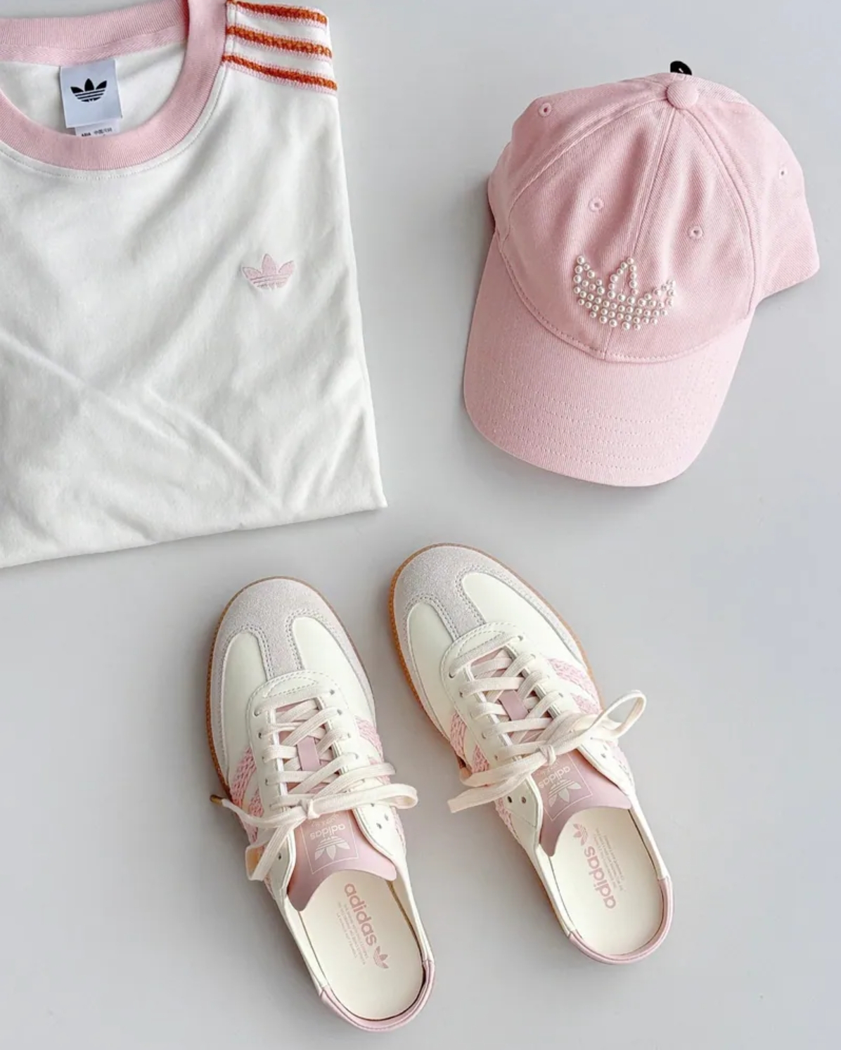 <歐陽娜娜同款> ADIDAS ORIGINAL SAMBA MULE 奶油蜜桃粉 淡粉 焦糖底 編織設計 穆勒鞋 懶人鞋 拖鞋 涼鞋 女鞋 HP5052