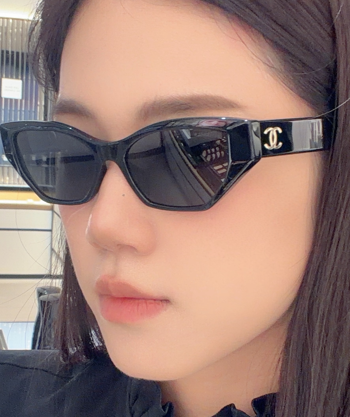 Chanel Designer Cat-Eye Acetate Black Sunglasses 太陽眼鏡