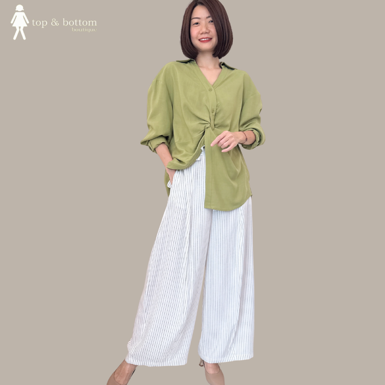 HIGH WAISTED STRIPED WIDE LEG PANT